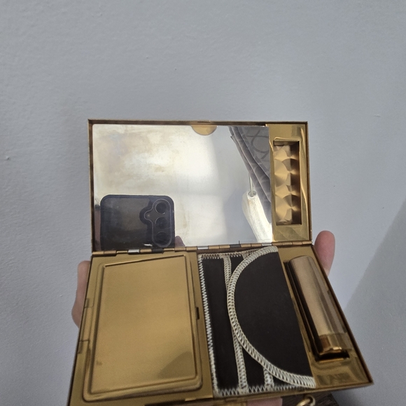 Vintage 1950s Evening Bag Mother of Pearl Minaudiere Art Deco Small Formal Clutc - Picture 12 of 16